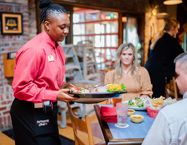 Server waiting on guests